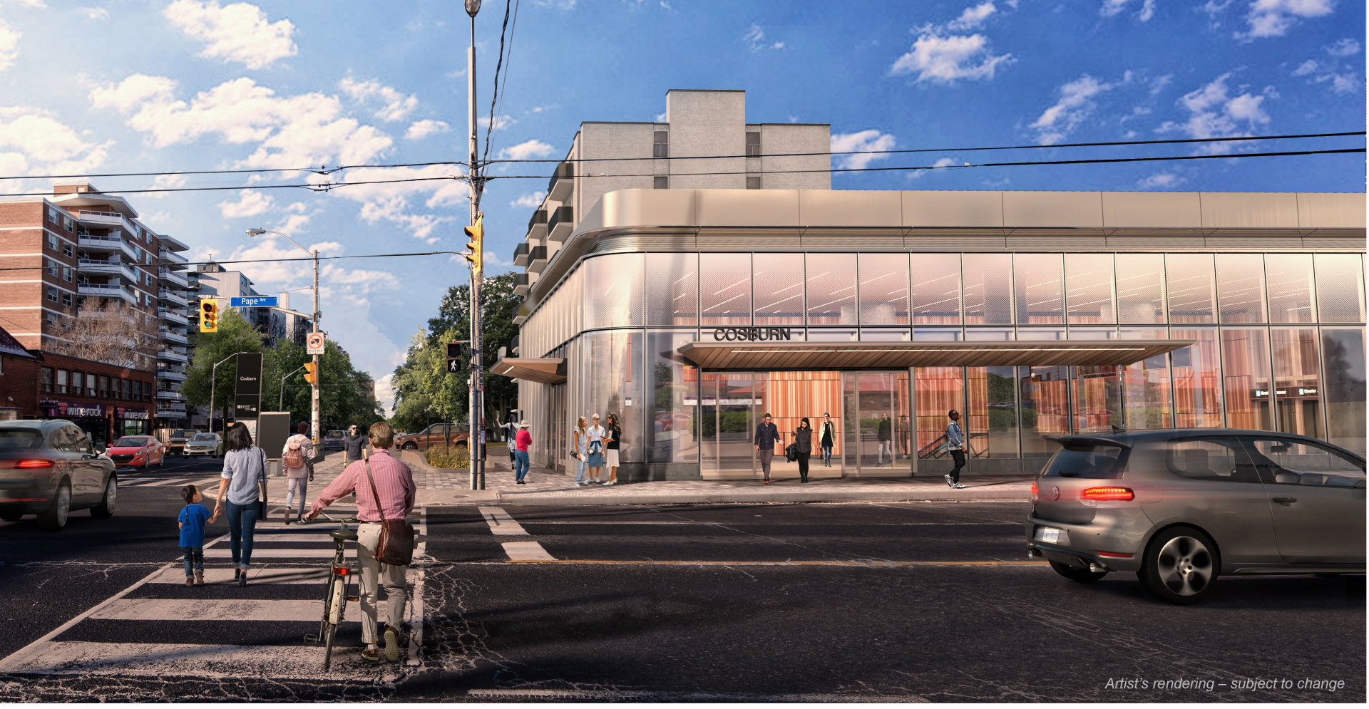 Proposed new building, showcasing its modern design and prime location.