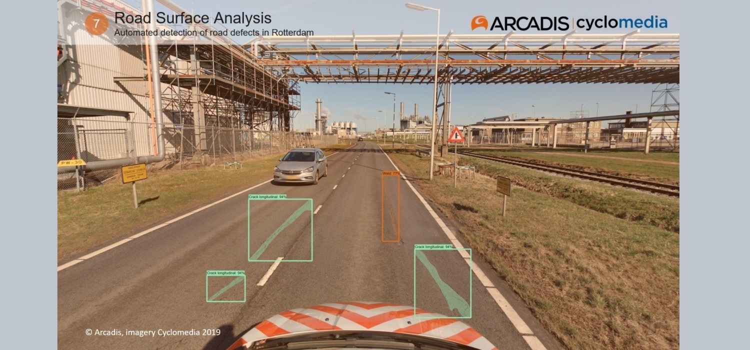 Beeld automatische detectie met defecten aan Rotterdamse wegen